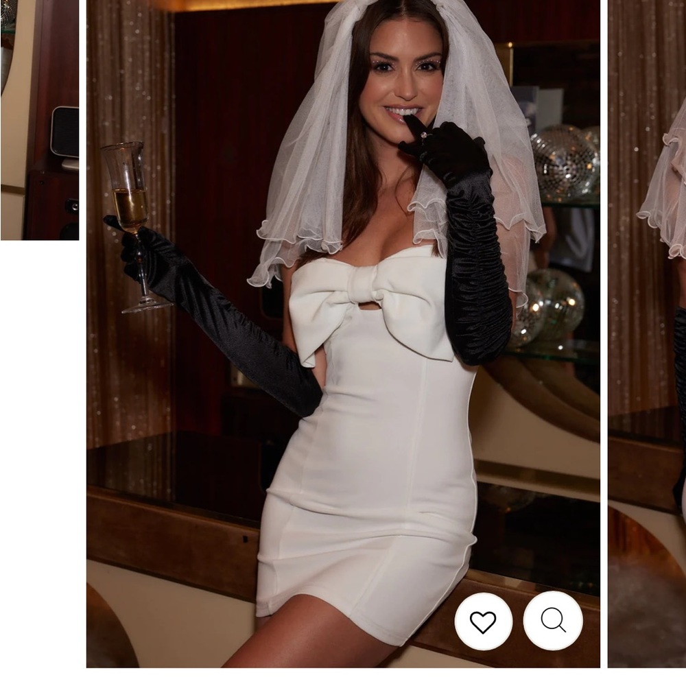 12th Tribe Strapless white bow dress! Size M